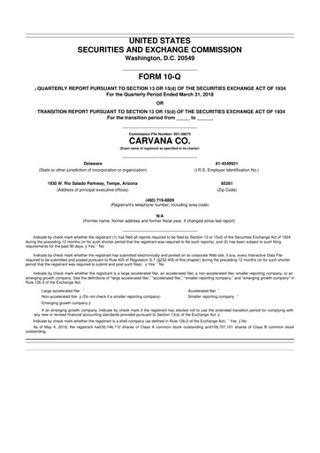 Vorschaubild Carvana 10-Q Quartalsbericht 2018 