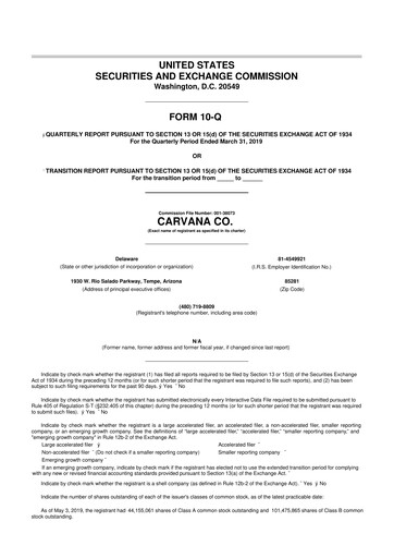 Vorschaubild Carvana 10-Q Quartalsbericht 2019 