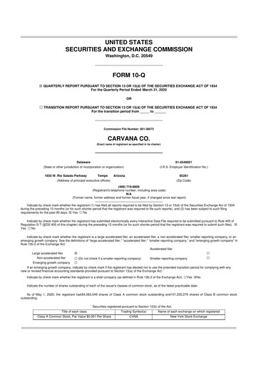 Vorschaubild Carvana 10-Q Quartalsbericht 2020 
