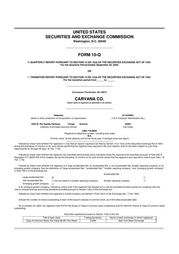 Vorschaubild Carvana 10-Q Quartalsbericht 2020 