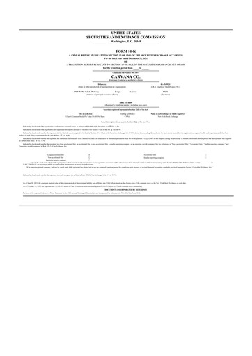 Thumbnail Carvana 10-K Annual Report 2021