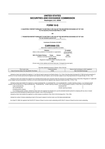 Thumbnail Carvana 10-Q Quarterly Report FY 