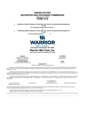 Thumbnail Warrior Met Coal
 10-Q Quarterly Report FY2017 
