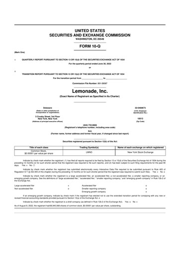 Thumbnail Lemonade 10-Q Quarterly Report FY2022 