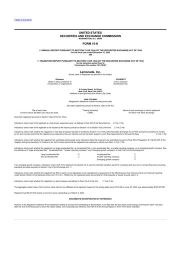 Thumbnail Lemonade 10-K Annual Report 2022