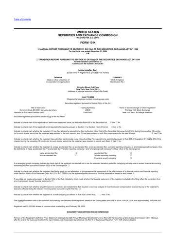 Thumbnail Lemonade 10-K Annual Report 2024