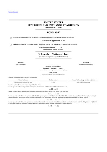 Thumbnail Schneider National 10-K Annual Report 2020