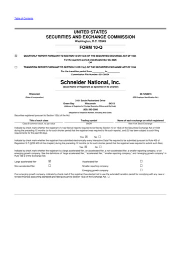 Thumbnail Schneider National 10-Q Quarterly Report FY2025 