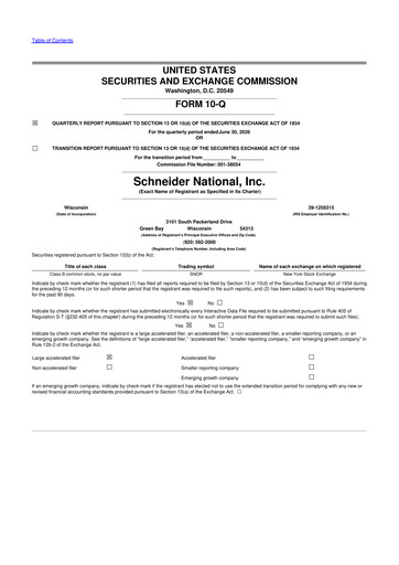 Thumbnail Schneider National 10-Q Quarterly Report FY2026 