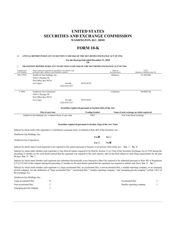 Thumbnail Southwest Gas
 10-K Annual Report 