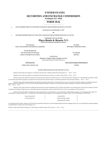 Thumbnail Playa Hotels & Resorts 10-K Annual Report 2017