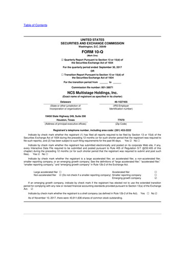 Vorschaubild NCS Multistage 10-Q Quartalsbericht 2017 