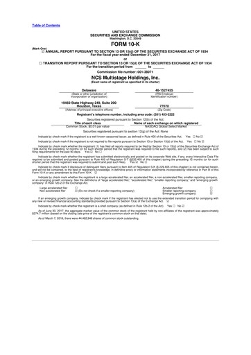 Miniature NCS Multistage 10-K Rapport annuel 2017