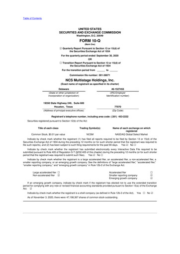 Vorschaubild NCS Multistage 10-Q Quartalsbericht 2020 