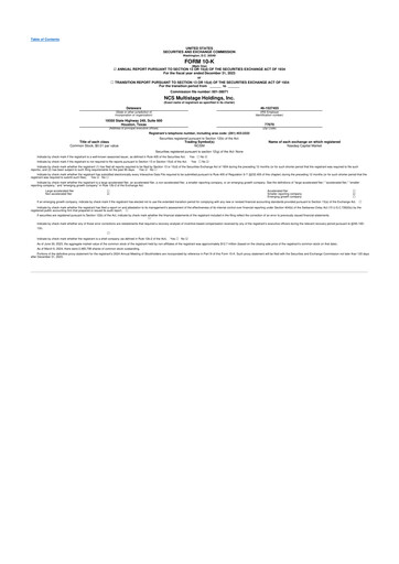 Miniature NCS Multistage 10-K Rapport annuel 2023