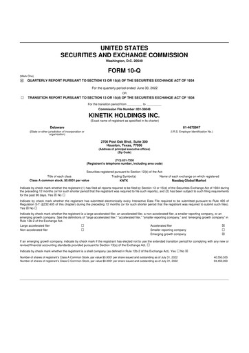 Vorschaubild Kinetik 10-Q Quartalsbericht 2022 