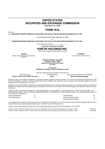 Vorschaubild Kinetik 10-Q Quartalsbericht 2022 