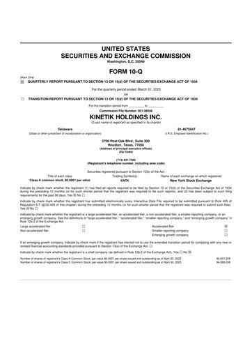 Vorschaubild Kinetik 10-Q Quartalsbericht 2023 