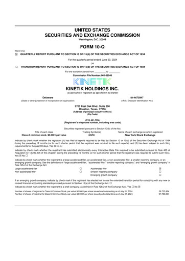 Vorschaubild Kinetik 10-Q Quartalsbericht 2024 