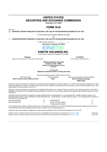 Vorschaubild Kinetik 10-Q Quartalsbericht 2025 