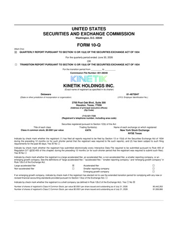 Thumbnail Kinetik 10-Q Quarterly Report FY2026 