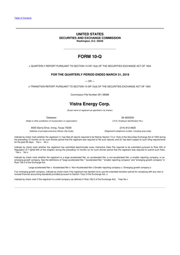 Thumbnail Vistra 10-Q Quarterly Report FY2019 