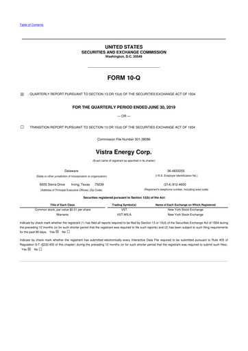 Thumbnail Vistra 10-Q Quarterly Report FY2019 