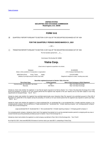 Thumbnail Vistra 10-Q Quarterly Report FY2021 