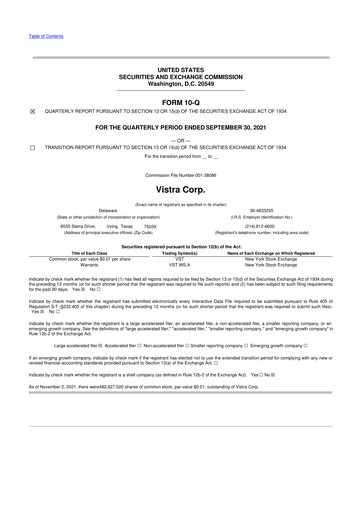 Thumbnail Vistra 10-Q Quarterly Report FY2021 