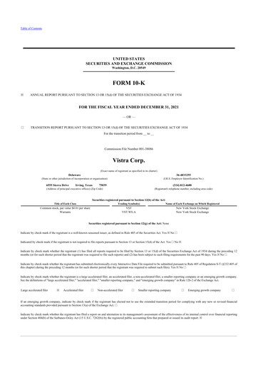 Thumbnail Vistra 10-K Annual Report 2021