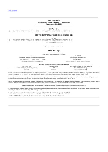 Thumbnail Vistra 10-Q Quarterly Report FY2022 