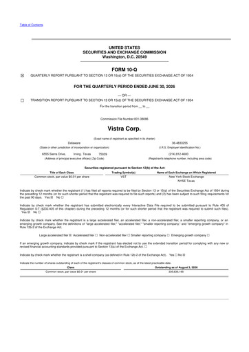 Thumbnail Vistra 10-Q Quarterly Report FY2026 