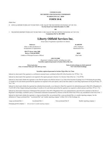 Thumbnail Liberty Energy 10-K Annual Report 2018