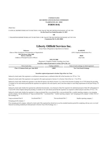 Thumbnail Liberty Energy 10-K Annual Report 2019