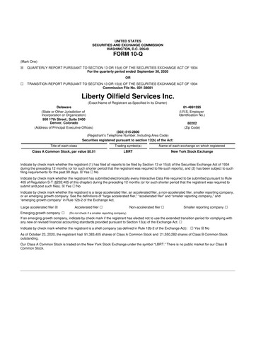 Thumbnail Liberty Energy 10-Q Quarterly Report FY2020 