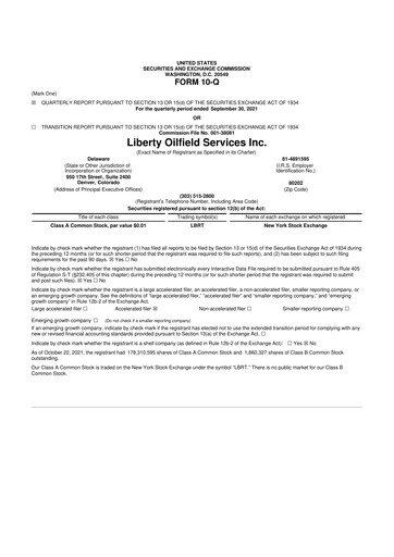 Thumbnail Liberty Energy 10-Q Quarterly Report FY2021 