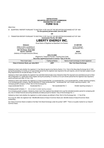 Thumbnail Liberty Energy 10-Q Quarterly Report FY2022 