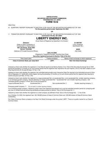 Thumbnail Liberty Energy 10-Q Quarterly Report FY2022 