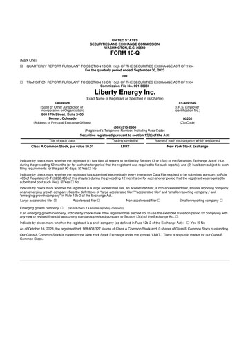 Thumbnail Liberty Energy 10-Q Quarterly Report FY2023 