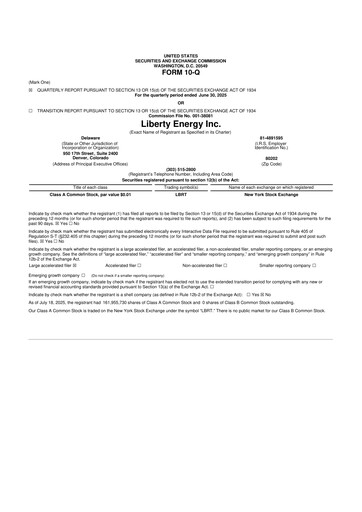 Thumbnail Liberty Energy 10-Q Quarterly Report FY2025 
