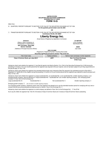 Thumbnail Liberty Energy 10-Q Quarterly Report FY2026 