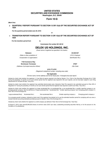 Thumbnail Delek US 10-Q Quarterly Report FY2018 