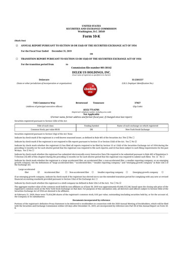 Thumbnail Delek US 10-K Annual Report 2019