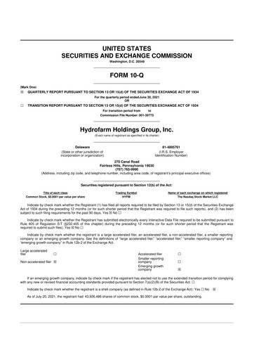 Vorschaubild Hydrofarm 10-Q Quartalsbericht 2021 