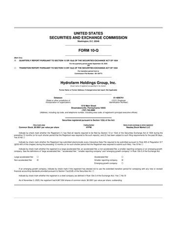 Vorschaubild Hydrofarm 10-Q Quartalsbericht 2025 
