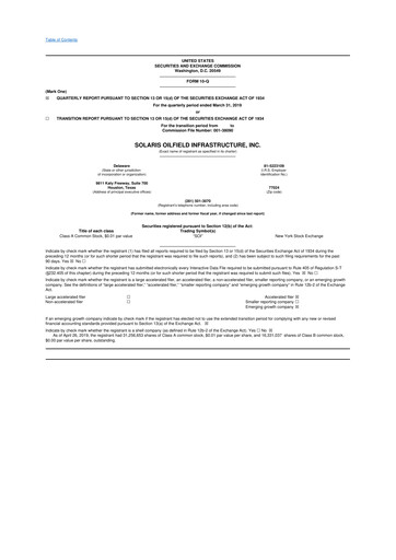 Vorschaubild Solaris Energy Infrastructure 10-Q Quartalsbericht 2019 