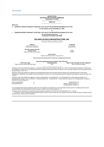 Vorschaubild Solaris Energy Infrastructure 10-Q Quartalsbericht 2020 