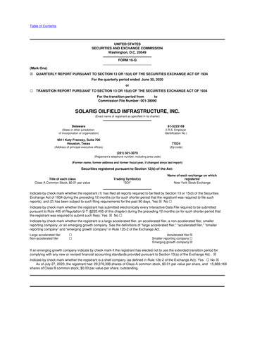 Vorschaubild Solaris Energy Infrastructure 10-Q Quartalsbericht 2020 