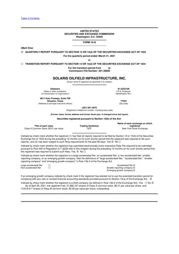 Vorschaubild Solaris Energy Infrastructure 10-Q Quartalsbericht 2021 