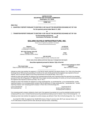Vorschaubild Solaris Energy Infrastructure 10-Q Quartalsbericht 2022 